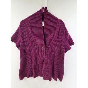 Christopher & Banks Women's Cardigan Sweater Purple Short Sleevel Button Size XL